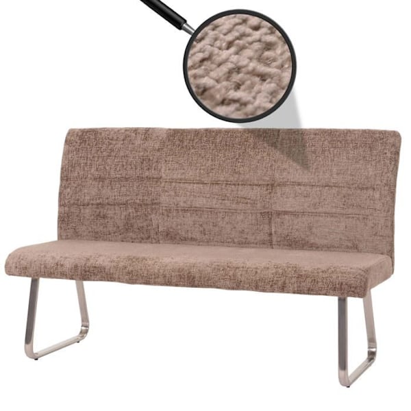 Banc soffa för matsal i brunt chenilletyg 160 cm och borstat rostfritt stål 04_0005817 kastanj
