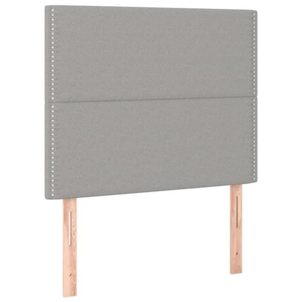 Hovedgærde til seng til soveværelse møbel 2 dele 90 x 5 x 78/88 cm lys grå stof TDL0206405 Grå