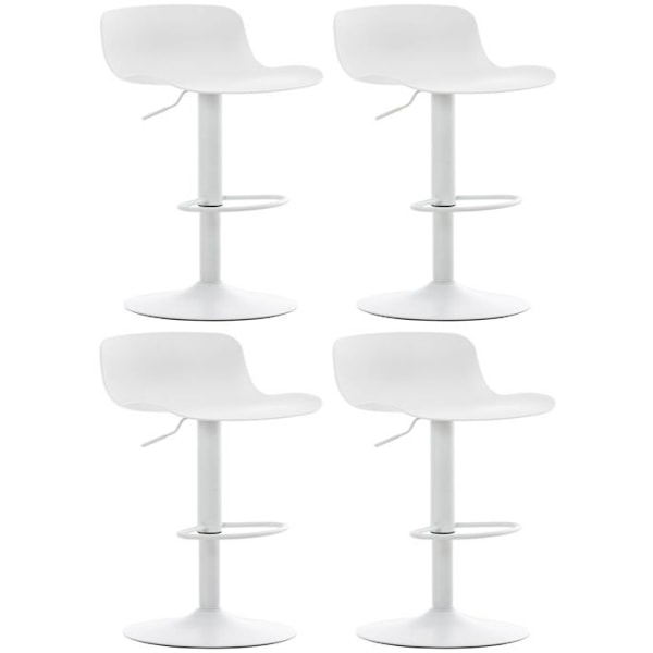 Set av 4 justerbara barstolar med svängbart sittande och vit plastsits, vitt metall 10_0004491 Vit