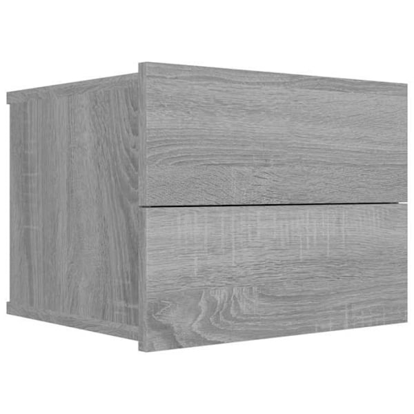 Væghængt natbord med 2 skuffer 40 x 30 x 30 cm grå ingeniørtræ DEC034597 kastanj