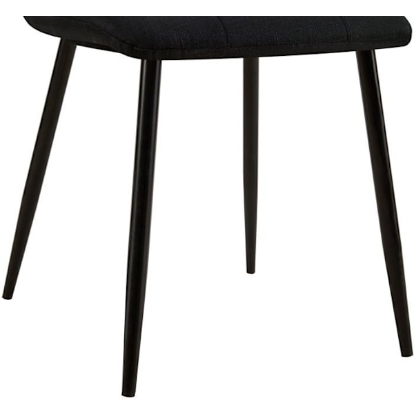 Spisebordsstol x1 med firkantede dekorative syninger i sort stof og sort metal 10_0002139 Metall