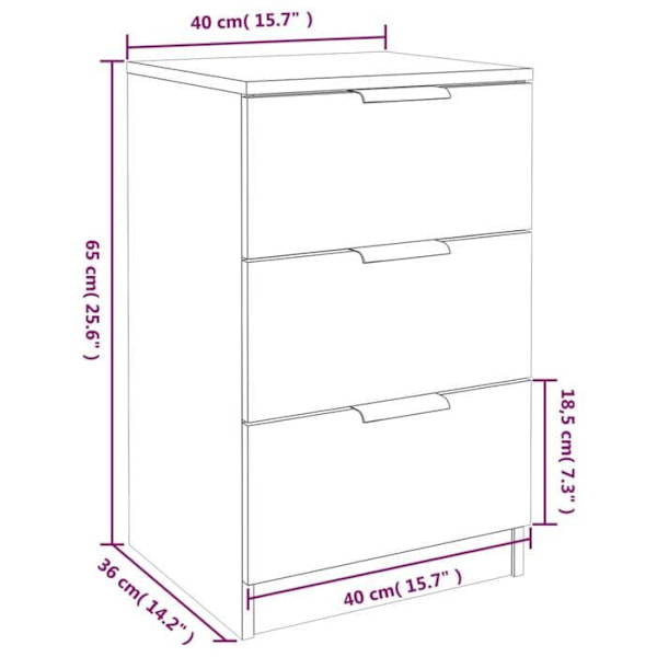 2 kpl yöpöytiä, joissa 3 laatikkoa, 40 x 36 x 65 cm, ingenieeripuuta ruskea väri DEC035113 kastanj
