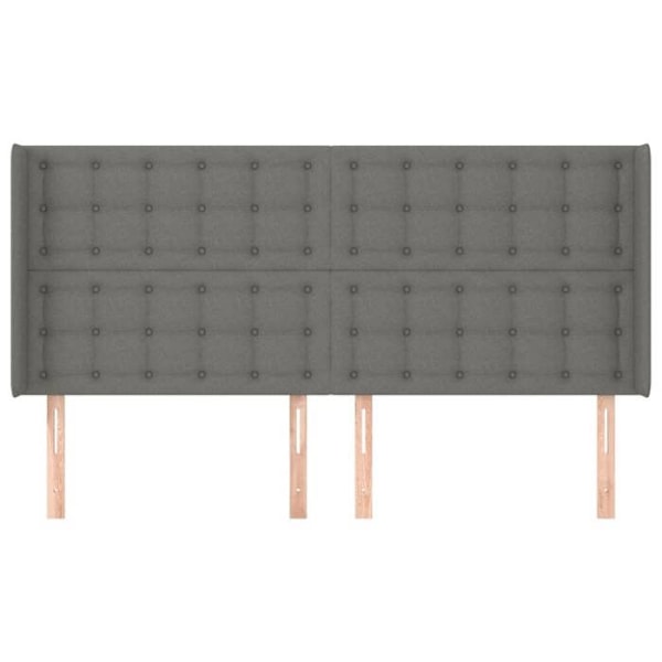 Hovedgavl accessory til seng soveværelse møbel med sidelæbe 203 x 16 x 118/128 cm mørkegrå stof TDL0204953 Grå