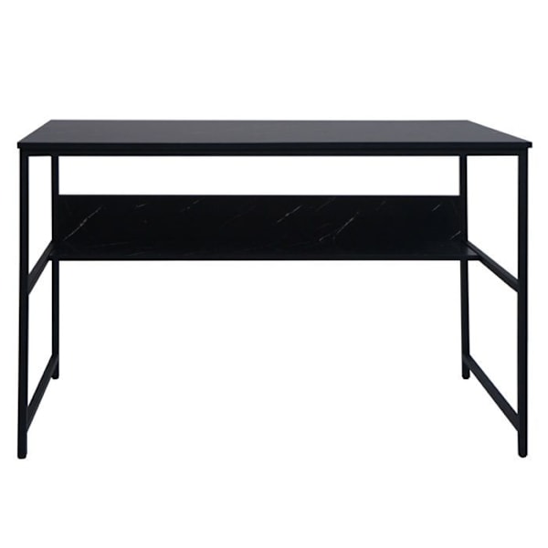 Skrivbord med dator, bakvägg under bordsskivan, metall MDF 120 x 60 cm, svart marmorutseende 04_0006060 Metall
