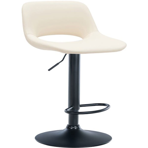 Barstol høj x1 med fodstøtte i creme PVC og sort metalben 10_0004585 Grädde