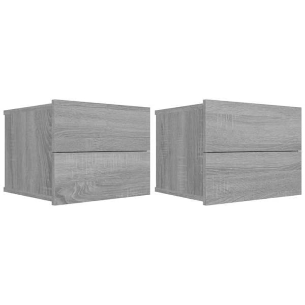Set om 2 nattduksbord med lådor 40 x 30 x 30 cm ingenjörsträ grå DEC035659 kastanj