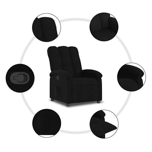 Fauteuil relax TV med komfortabel polstring og manuel funktion til at læne sig tilbage i sort stof DEC028118 Svart