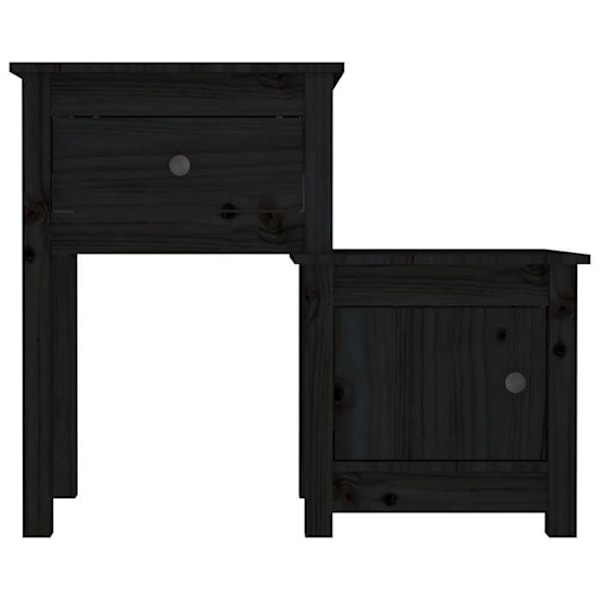 Sæt af 2 natborde med skuffe og rum med dør 79,5 x 38 x 65,5 cm sort massiv fyrretræ DEC035610 kastanj