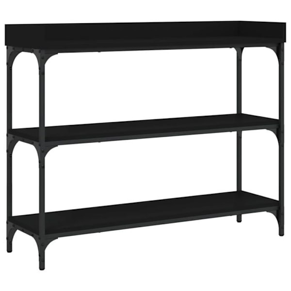 Praktisk console sidetabel med opbevaringshylder 100 x 30 x 80 cm ingeniørtræ og sort metal DEC031668 kastanj