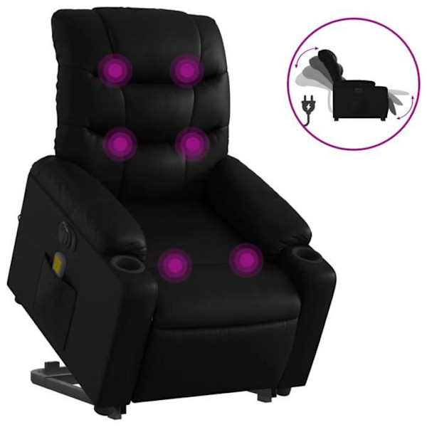 Massagestol med elektrisk lyftfunktion och lutbar funktion i svart PVC DEC027803 Svart