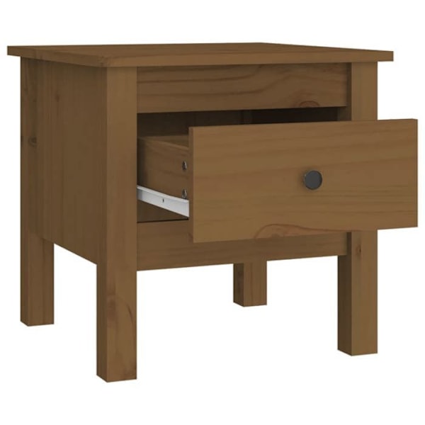 Set med sidobord med låda 40 x 40 x 39 cm i furu, färg mörk honung DEC032655 kastanj