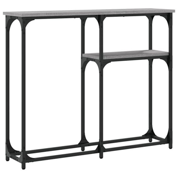 Konsolbord indgangsmøbel stue med hylder 90 x 22,5 x 75 cm grå ingeniørtræ og metal DEC032255 kastanj