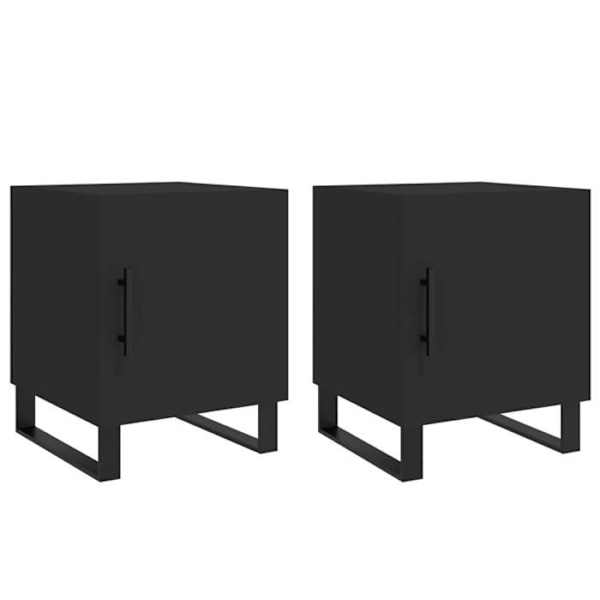 Sæt af 2 natborde med skab med dør 40 x 40 x 50 cm sort ingeniørtræ DEC035580 kastanj