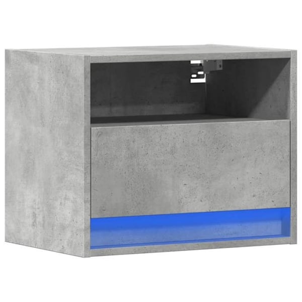 Væghængt natbord med LED-lys og skuffe 50 x 34 x 40 cm grå ingeniørtræ DEC034195 kastanj