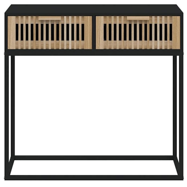 Moderne konsolbord til entre, sidebord med skuffer 80 x 30 x 75 cm ingeniørtræ og sort jern DEC032164 kastanj