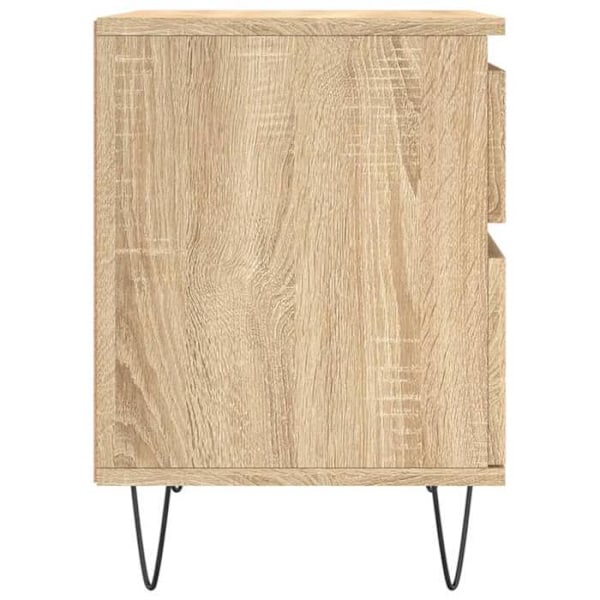 Nattbord med skuffe og rum med dør 40 x 35 x 50 cm i ingeniørtræ i egetræfarve DEC033838 kastanj