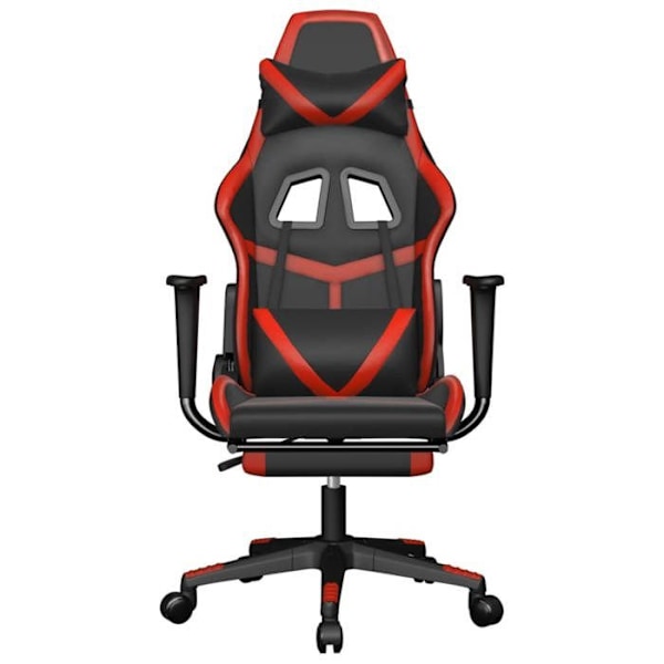 Kontorstol gaming med hjul og fodstøtte i sort og rød PVC DEC025791 Svart