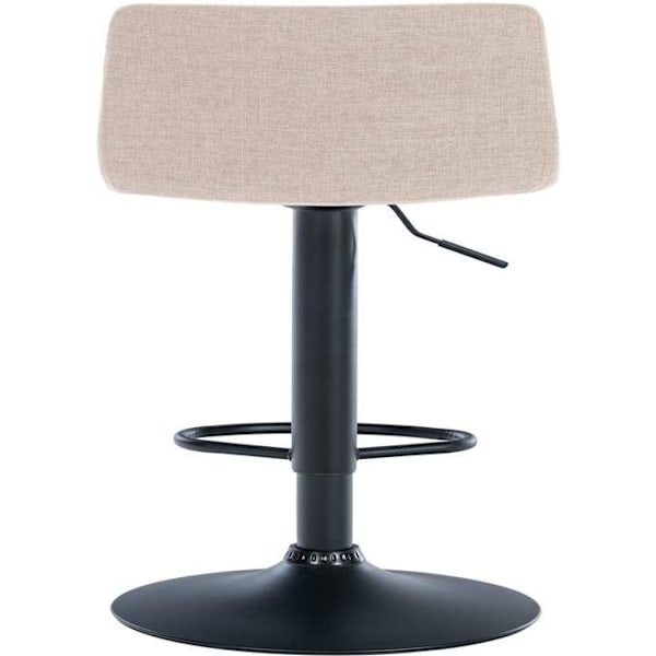 Barstol x1 med enkel design og creme stof fodskammel, sorte metal ben 10_0004556 Grädde