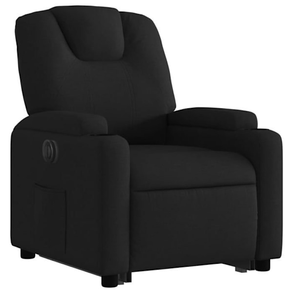 Fauteuil relax TV med elektrisk løftefunktion meget komfortabel i sort stof DEC028487 Svart