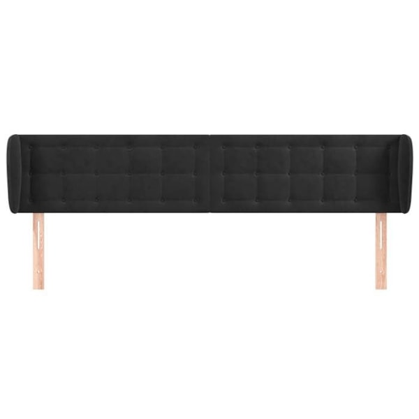 Hovedgærde til sengs, tilbehør til soveværelse, møbel med polstring og sidelæbe 203 x 23 x 78/88 cm, sort fløjl TDL0