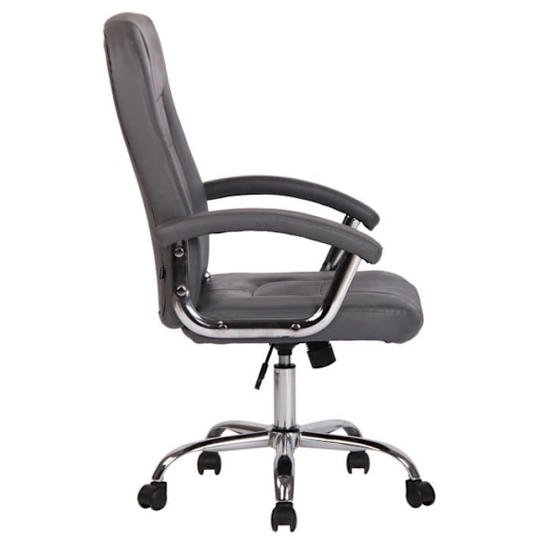 Kontorsstol med hjul, modern och bekväm design i grått syntetmaterial