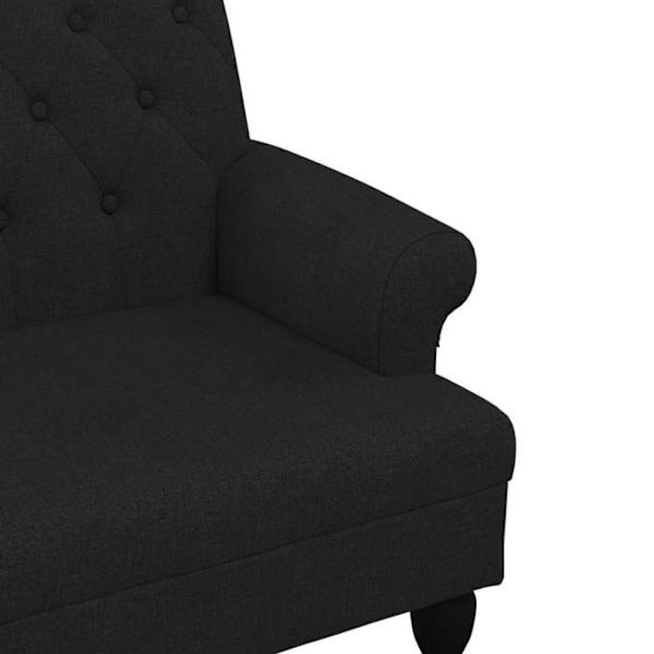 Bænk med rygstøtte, polstret og armlæn 120 x 62 x 75,5 cm sort stof DEC024657 Svart