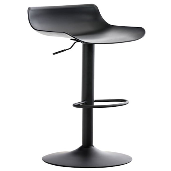 Barstole x4 med fodstøtte, højdejusterbart, moderne design i sort plastik og sort metal 10_0004498 Metall