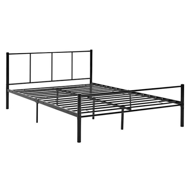 Seng til voksne i metal med metalbunde, struktur i sort stål 140 x 200 cm 03_0002693 Metall