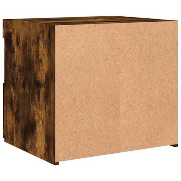 Natteskab med LED-lamper med skuffe og åbent rum 50 x 40 x 45 cm brunt ingeniørtræ DEC033176 kastanj