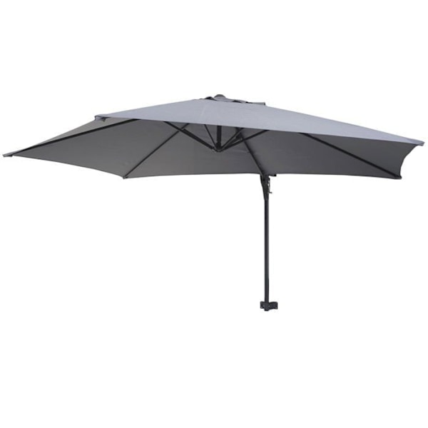 Parasol mural til balkon terrasse med hældbar mast 3m polyester aluminium/stål 9kg farve grå