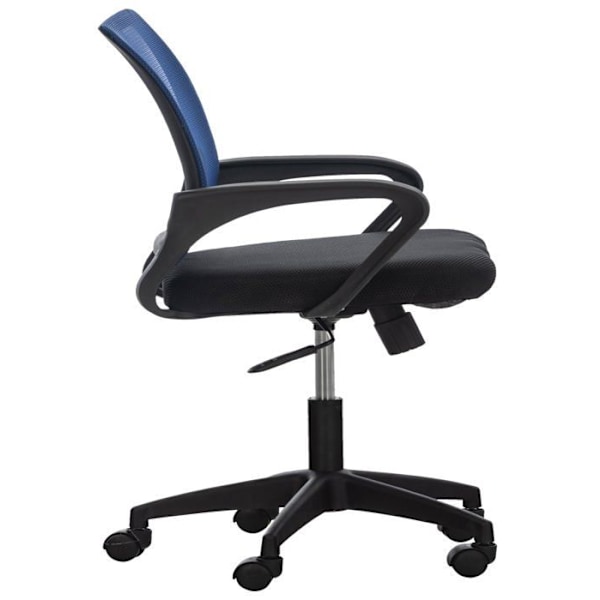 Kontorstol på hjul med armlæn, justerbar højde i blå mikrofiber 10_0002356 Blå