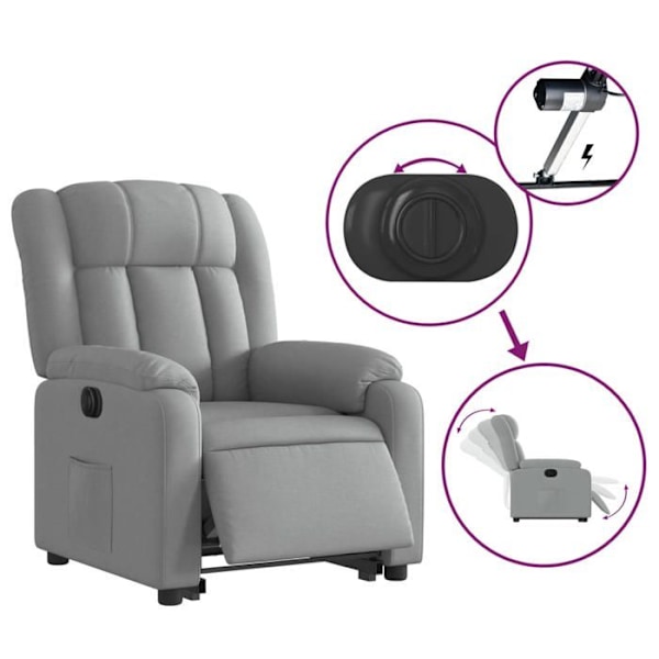 Fauteuil relax TV med elektrisk løftefunktion, meget komfortabel i lys grå stof DEC028321 Grå