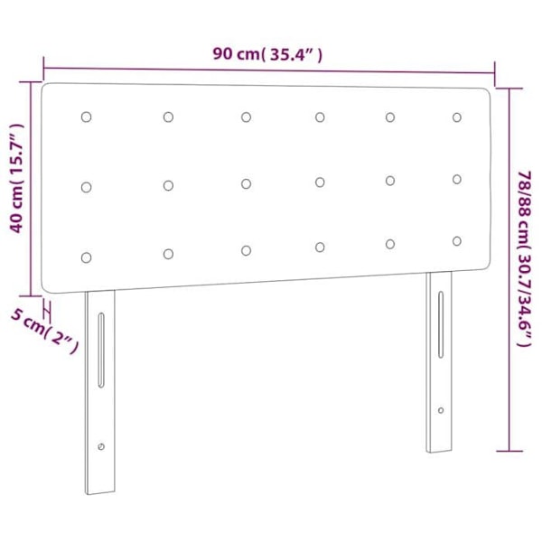 Hovedgavl til seng, soveværelse, LED-møbel, 90 x 5 x 78/88 cm, lysegrå stof, TDL0201236 Grå