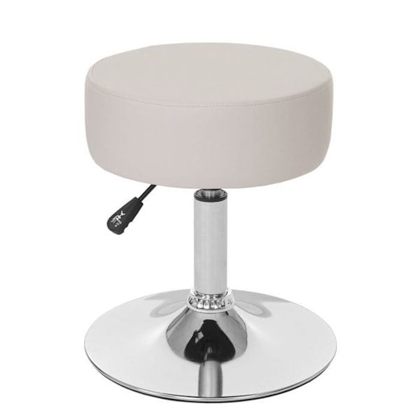 Sæt af 2 drejbare og højderegulerbare taburetter Ø 35cm i creme PVC 04_0000504 Grädde