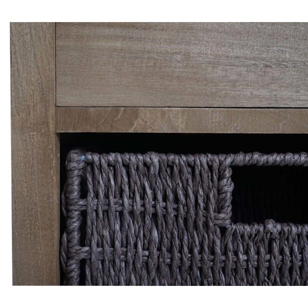 Kommode med skuffe og 3 opbevaringskurve 83x40x29 cm mørkebrun 04_0006506 kastanj