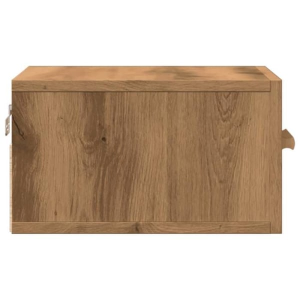 Sæt af 2 væghængte natborde med skuffe 35 x 35 x 20 cm ingeniørtræ i egetræsfarve DEC036039 kastanj