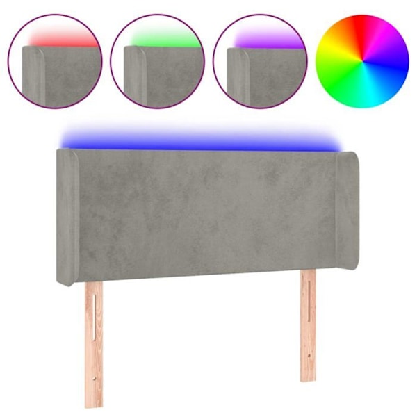 Hovedgærdet til soveværelse med LED-møbel 83 x 16 x 78/88 cm i lys grå velour TDL0201247