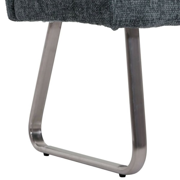 Sæt med 2 spisestuestole + 160 cm bænkbord i børstet rustfrit stål, stof af chenille i blågrøn 04_0008277 Blå