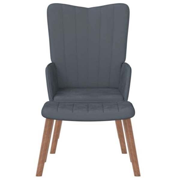Modernt design loungefotölj med grå sammet och fotpall DEC026526 Grå