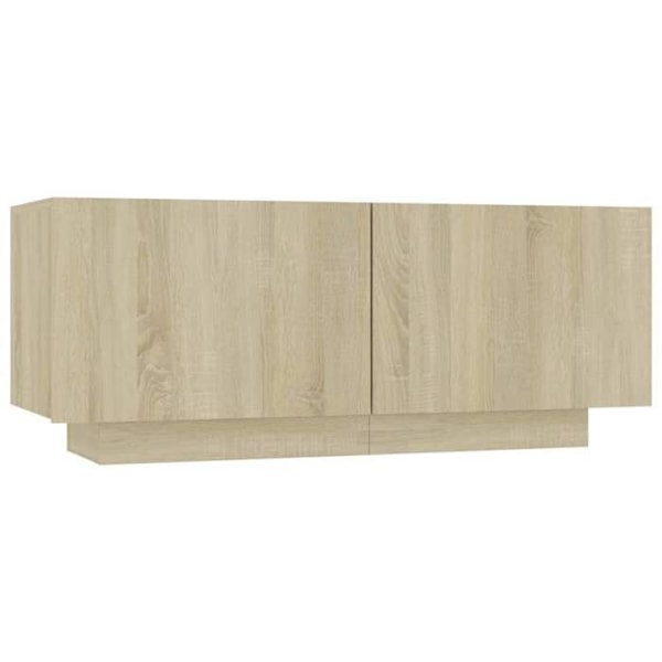Nattduksbord med förvaringsfack och dörrar 100 x 35 x 40 cm ingenjörsträ i ekfärg DEC033797 kastanj