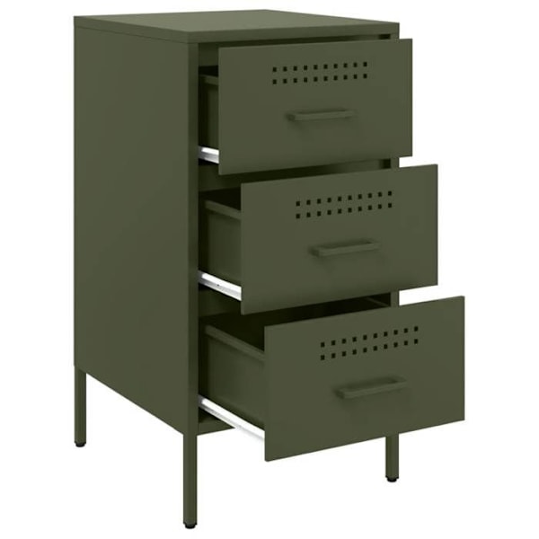Set av 2 sängbord med 3 lådor 36 x 39 x 68 cm grön stål DEC035773 Grön