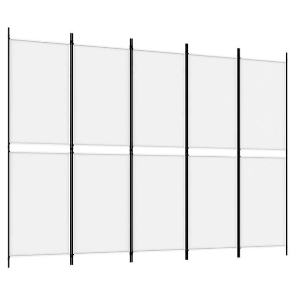 Paravent separator til rum skillevæv 5 paneler 250 x 180 cm hvidt stof og jern DEC030946 Vit
