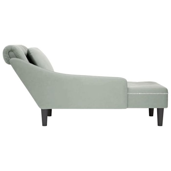Meridienne chaise longue sohva sisätiloihin, tyyny ja oikea käsinoja harmaata samettia DEC026265 Grå