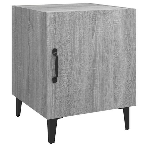 Set med 2 sängbord för förvaring med dörr 40 x 40 x 50 cm i grå ingenjörsträ och metall DEC035751 kastanj
