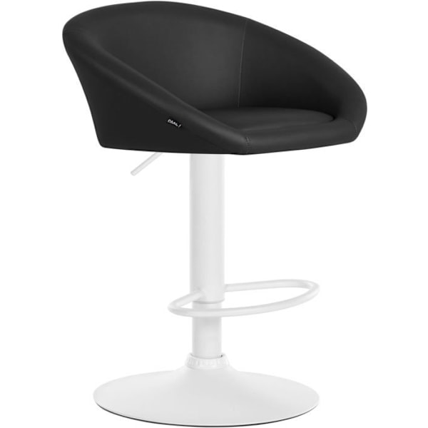 Sæde med 360° drejefunktion, justerbar højde, sort PVC, metalstel i hvid. 10_0004768 Vit