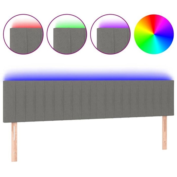 Päätyvaruste sänkyyn makuuhuoneen huonekalu LED-valolla 180 x 5 x 78/88 tummanharmaa kangas