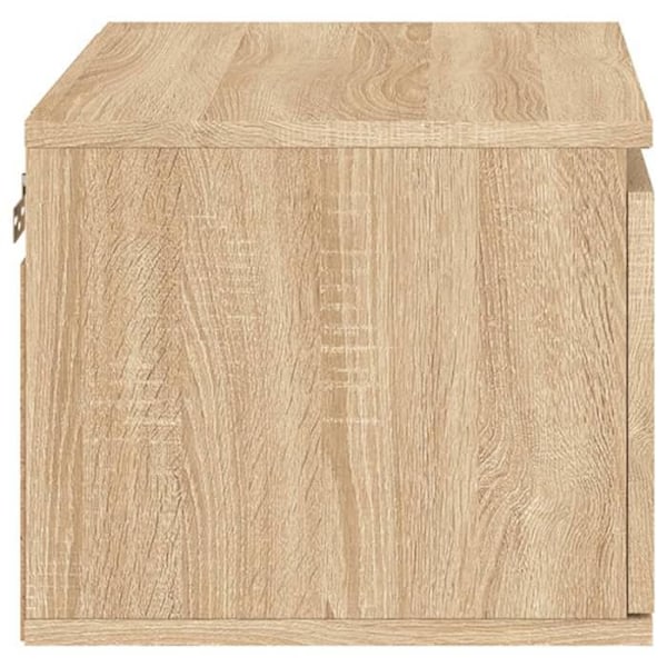 Set med 2 väggmonterade sängbord 50 x 36 x 30 cm med LED-lampor i ingenjörsträ, färg ek DEC036151 kastanj