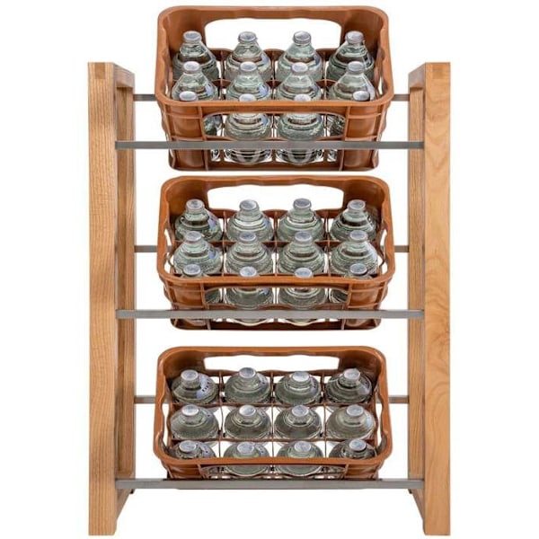 hylla för 3 dryckeslådor förvaring stöd flaskor 112x56 cm i ek 10_0003148 kastanj
