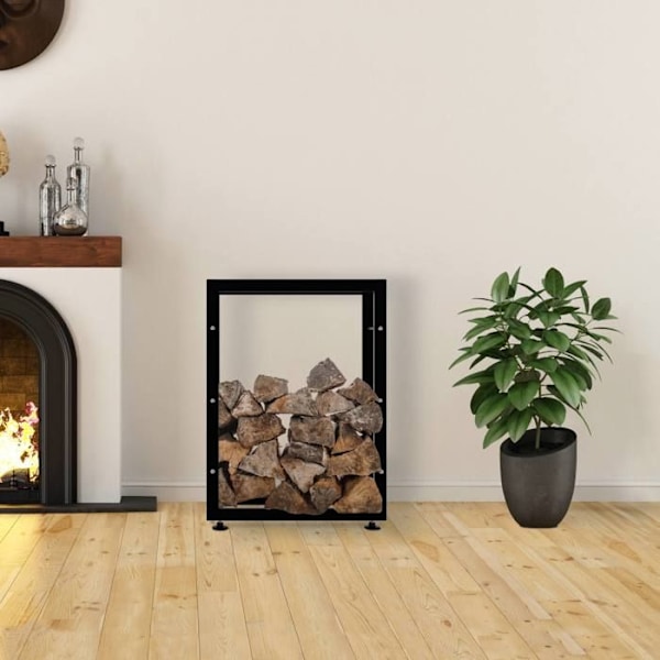 Range bûches etagere support bois de cheminee 80x60x25 cm metalli musta 10_0003557 kastanj