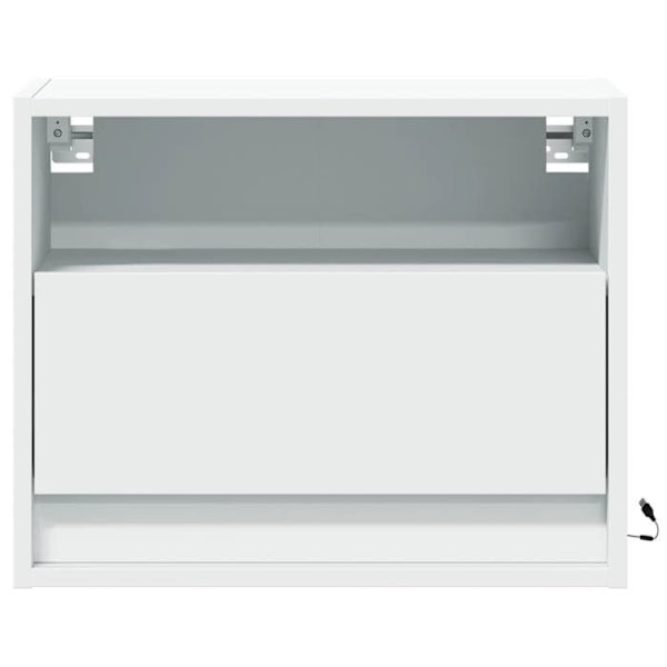 Væghængt natbord med LED-lys og skuffe 50 x 34 x 40 cm i hvidt ingeniørtræ DEC034168 Vit